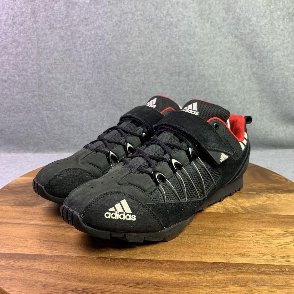 Vintage Adidas Cycling Shoes Mens Size 9.5 Black Red SPD Clipless Suede 863252‎